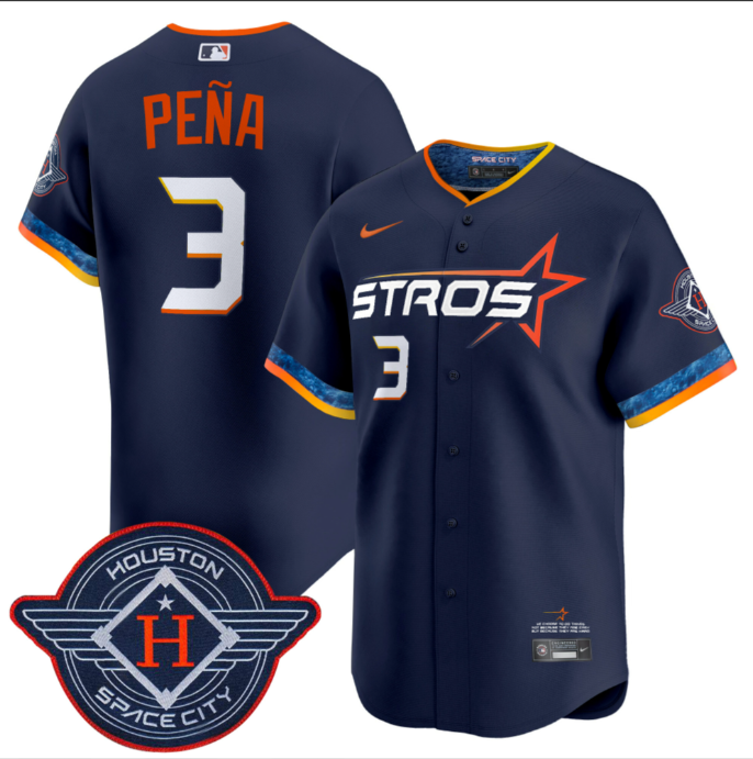 Men's Houston Astros #3 Jeremy Peña Navy 2025 City Connect Limited Stitched Baseball Jersey