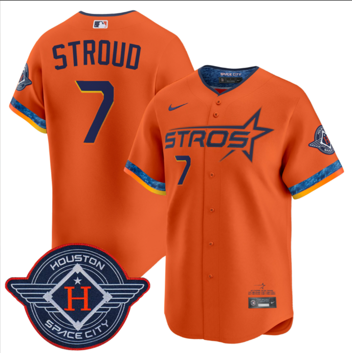 Men's Houston Astros #7 C.J. Stroud Orange 2025 City Connect Limited Stitched Baseball Jersey