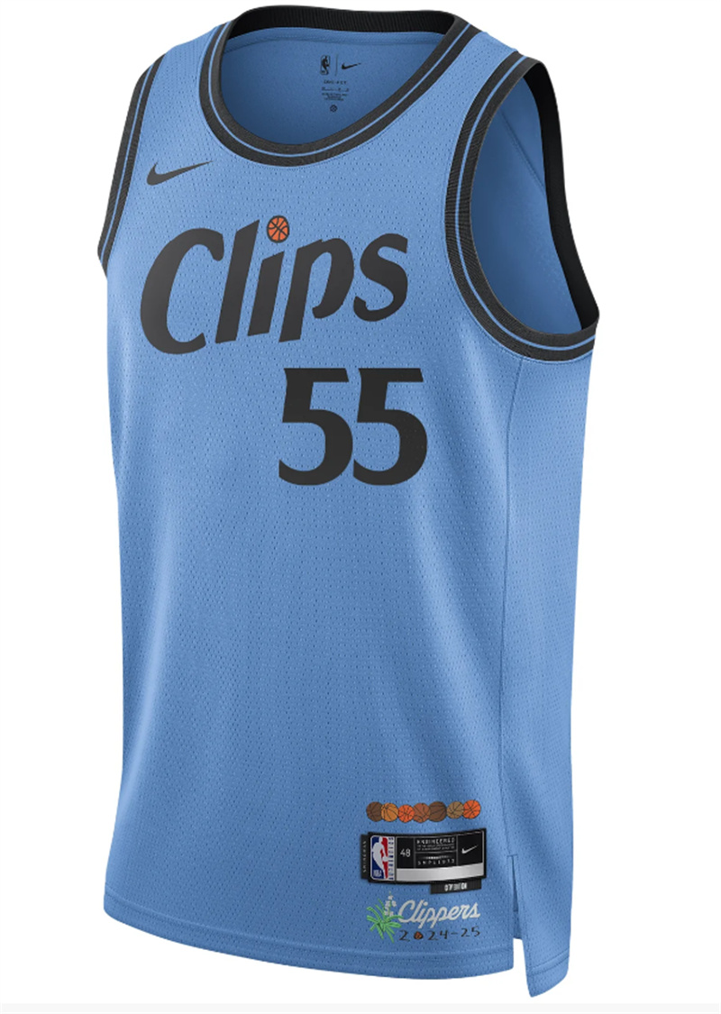 Men's Los Angeles Clippers #55 Derrrick Jones Jr. 2024-2025 Blue Edition Stitched Jersey