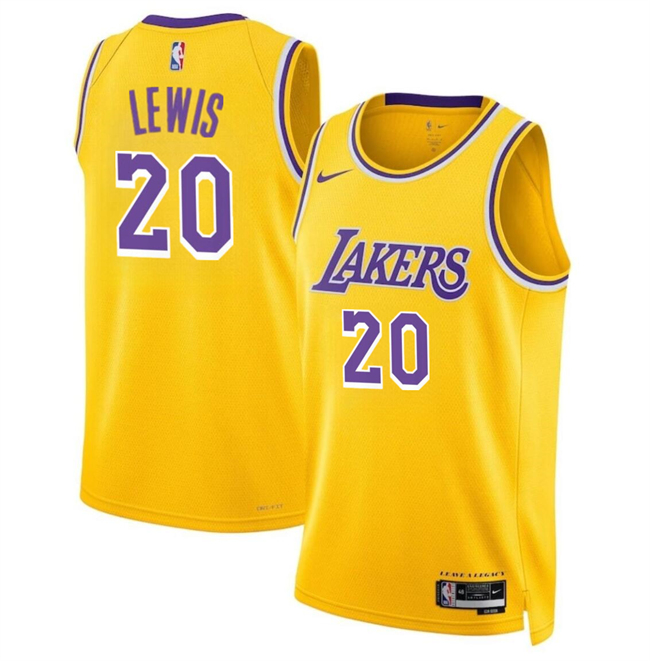 Men's Los Angeles Lakers #20 Maxwell Lewis Yellow 2024 Icon Edition Stitched Basketball Jersey Men's Los Angeles Lakers #20 Maxwell Lewis Yellow 2024 Icon Edition Stitched Basketball Jersey