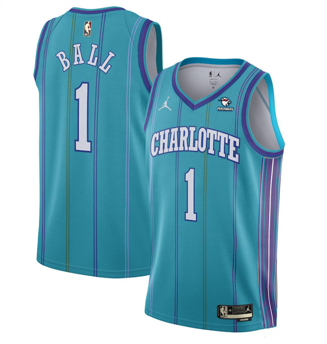 Men's Charlotte Hornets #1 LaMelo Ball Blue Stitched Basketball Jersey Men's Charlotte Hornets #1 LaMelo Ball Blue Stitched Basketball Jersey