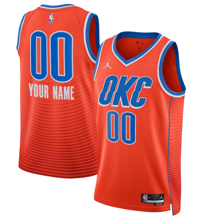 Youth Oklahoma City Thunder Active Player Custom Orange Statement Edition Stitched Basketball Jersey