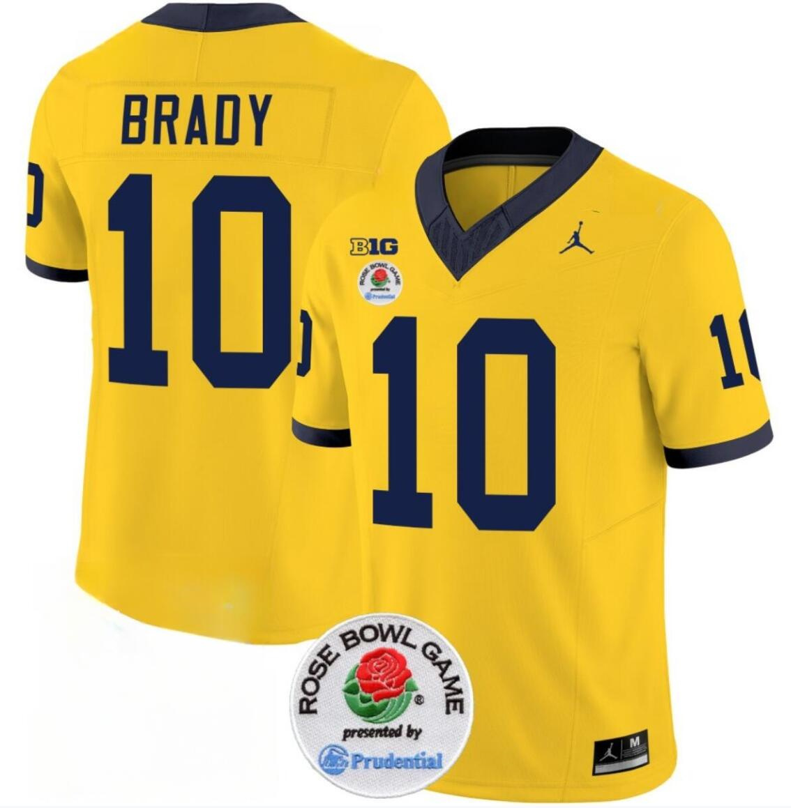 Men's Michigan Wolverines #10 Tom Brady 2023 F.U.S.E. Yellow Rose Bowl Patch Stitched Jersey Men's Michigan Wolverines #10 Tom Brady 2023 F.U.S.E. Yellow Rose Bowl Patch Stitched Jersey
