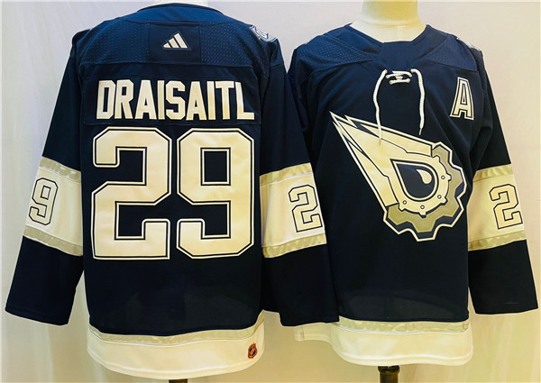 Men's Edmonton Oilers #29 Leon Draisaitl Navy/White Stitched Jersey Men's Edmonton Oilers #29 Leon Draisaitl Navy/White Stitched Jersey