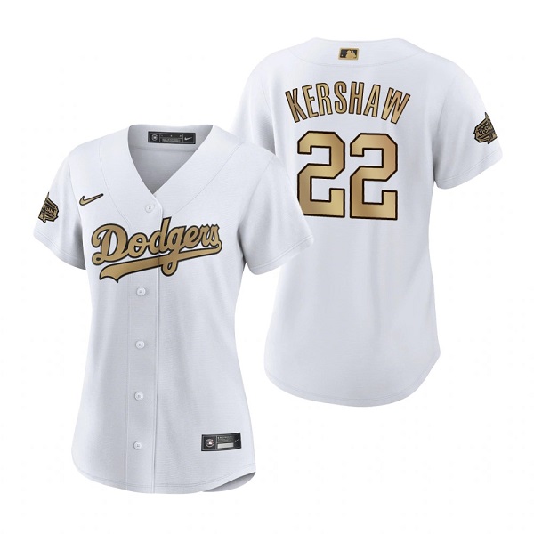 Women's Los Angeles Dodgers #22 Clayton Kershaw 2022 All-Star White Stitched Baseball Jersey(Run Small) Women's Los Angeles Dodgers #22 Clayton Kershaw 2022 All-Star White Stitched Baseball Jersey(Run Small)