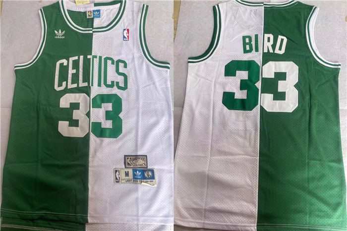 Men's Boston Celtics #33 Larry Bird White/Green Split Throwback Stitched Jersey Men's Boston Celtics #33 Larry Bird White/Green Split Throwback Stitched Jersey