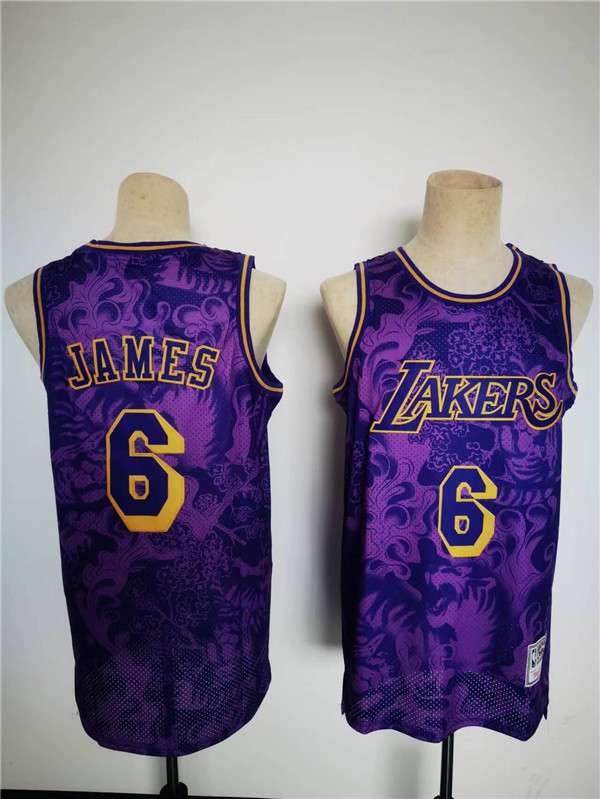 Men's Los Angeles Lakers #6 LeBron James 2022 Purple Lunar New Year Tiger CNY 4.0 HWC Stitched Basketball Jersey Men's Los Angeles Lakers #6 LeBron James 2022 Purple Lunar New Year Tiger CNY 4.0 HWC Stitched Basketball Jersey