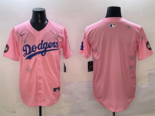 Men's Los Angeles Dodgers Blank Pink 2025 Tokyo Series Limited Stitched Baseball Jersey Men's Los Angeles Dodgers Blank Pink 2025 Tokyo Series Limited Stitched Baseball Jersey