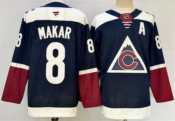 Men's Colorado Avalanche #8 Cale Makar Navy 2024-25 Alternate Stitched Jersey Men's Colorado Avalanche #8 Cale Makar Navy 2024-25 Alternate Stitched Jersey