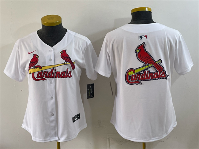 Women's St. Louis Cardinals Team Big Logo White Limited Stitched Baseball Jersey(Run Small)