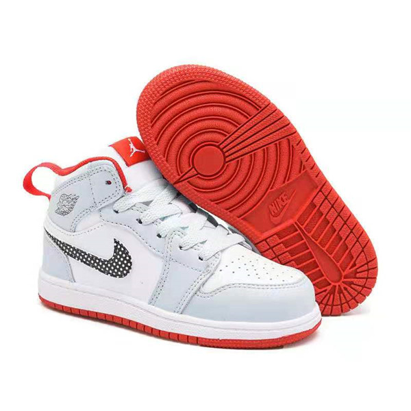 Youth Running Weapon Air Jordan 1 White/Grey Shoes 10037