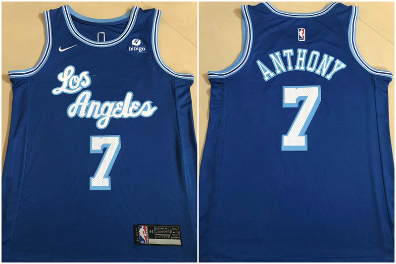 Men's Los Angeles Lakers #7 Carmelo Anthony Blue "bibigo" Stitched NBA Jersey