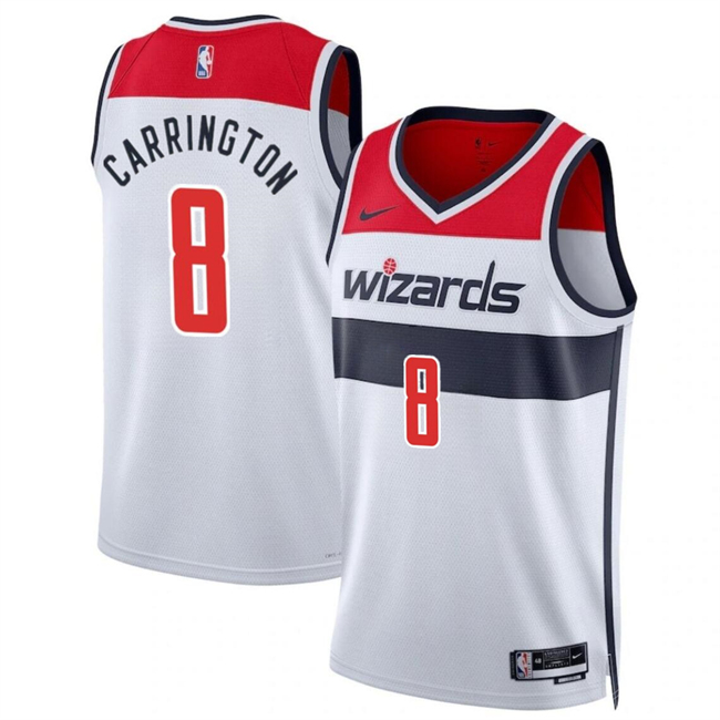 Men's Washington Wizards #8 Carlton Carrington White Association Edition Stitched Basketball Jersey Men's Washington Wizards #8 Carlton Carrington White Association Edition Stitched Basketball Jersey