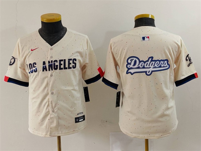 Youth Los Angeles Dodgers Team Big Logo Cream 2024 City Connect Limited Stitched Baseball Jersey Youth Los Angeles Dodgers Team Big Logo Cream 2024 City Connect Limited Stitched Baseball Jersey