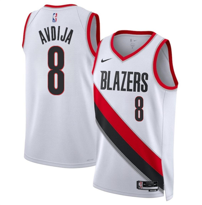 Men's Portland Trail Blazers #8 Deni Avdija White Association Edition Stitched Basketball Jersey Men's Portland Trail Blazers #8 Deni Avdija White Association Edition Stitched Basketball Jersey