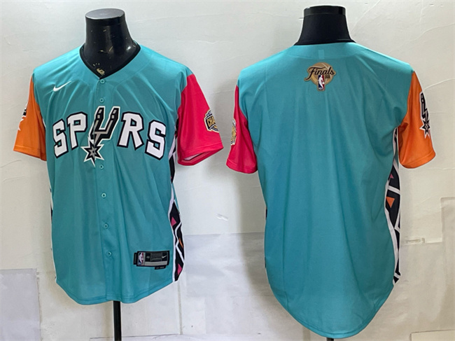 Men's San Antonio Spurs Blank Teal 2026 Finals Patch Stitched Baseball Jersey