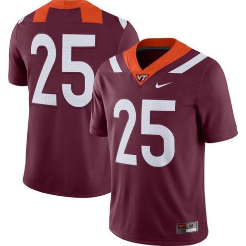 Men's Virginia Tech#25 Maroon  Hokies Stitched Jersey