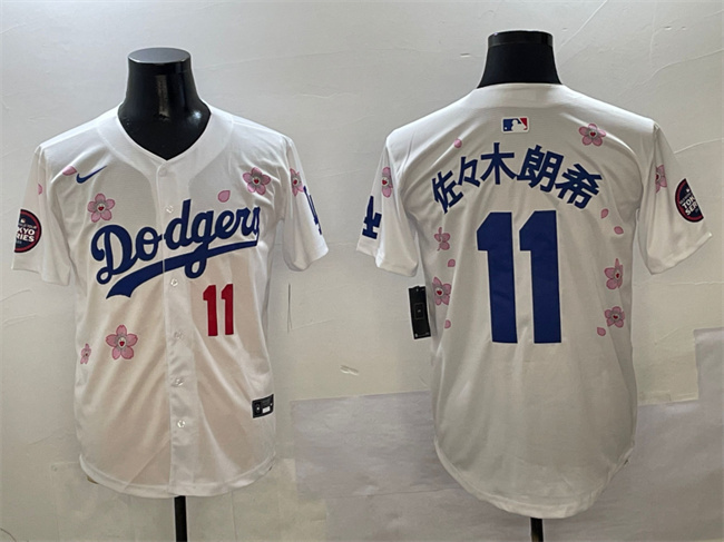 Men's Los Angeles Dodgers #11 佐々木朗希 White 2025 Tokyo Series Limited Stitched Baseball Jersey Men's Los Angeles Dodgers #11 佐々木朗希 White 2025 Tokyo Series Limited Stitched Baseball Jersey