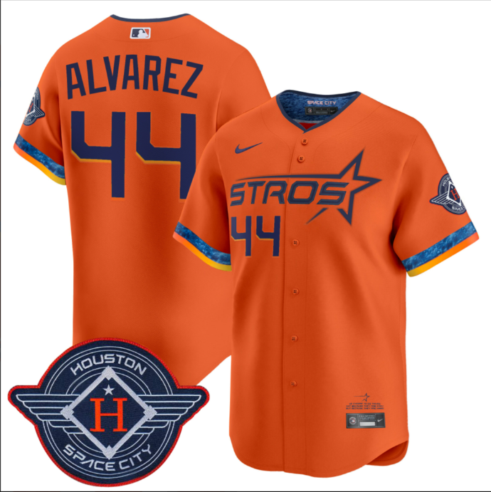 Men's Houston Astros #44 Yordan Alvarez Orange 2025 City Connect Limited Stitched Baseball Jersey