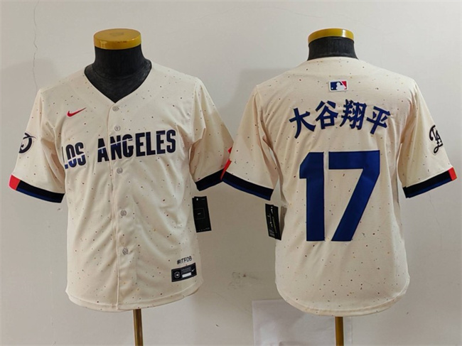 Youth Los Angeles Dodgers #17 大谷翔平 Cream Stitched Baseball Jersey Youth Los Angeles Dodgers #17 大谷翔平 Cream Stitched Baseball Jersey