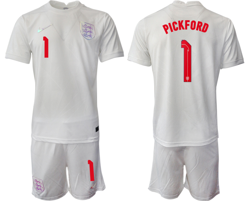 Men's England #1 Pickford White Home Soccer Jersey Suit Men's England #1 Pickford White Home Soccer Jersey Suit