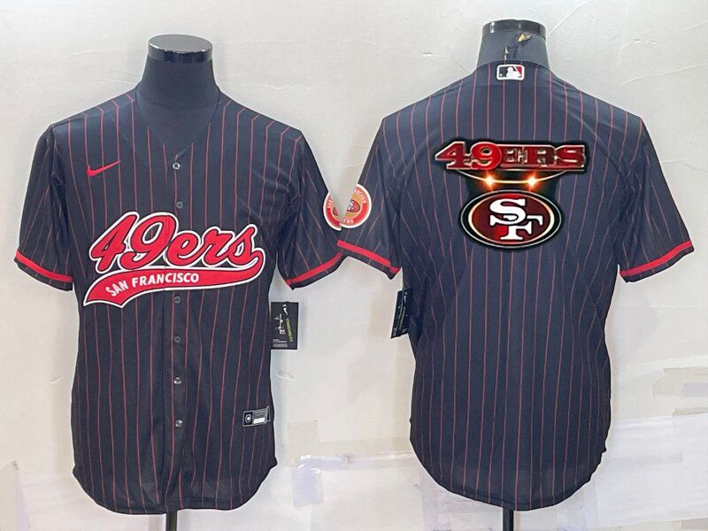 Men's San Francisco 49ers Team Big Logo Black With Patch Cool Base Stitched Baseball Jersey Men's San Francisco 49ers Team Big Logo Black With Patch Cool Base Stitched Baseball Jersey