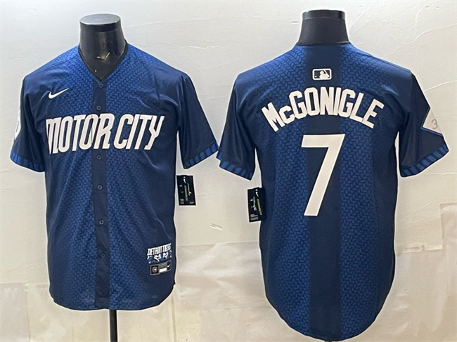 Men's Detroit Tigers #7 Kevin McGonigle Navy City Connect Cool Base Limited Stitched Jersey Men's Detroit Tigers #7 Kevin McGonigle Navy City Connect Cool Base Limited Stitched Jersey
