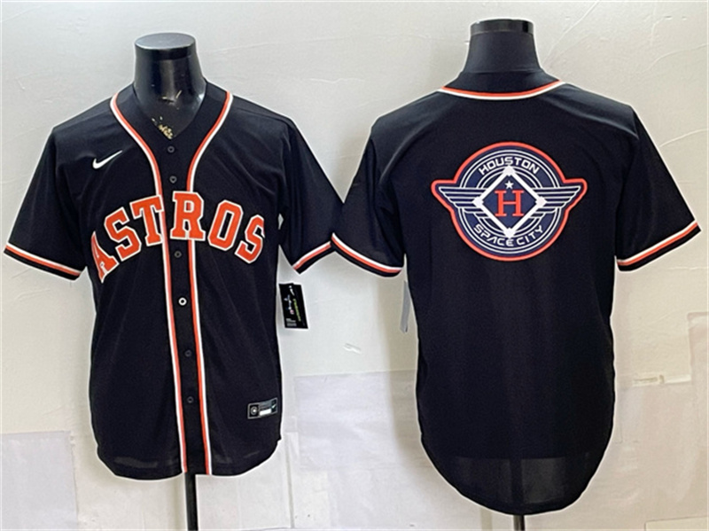 Men's Houston Astros Team Big Logo 2026 Fashion Replica Black Out Stitched Baseball Jersey