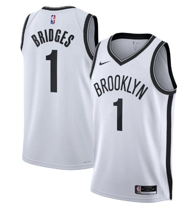 Men's Brooklyn Nets #1 Mikal Bridges White Stitched Basketball Jersey Men's Brooklyn Nets #1 Mikal Bridges White Stitched Basketball Jersey