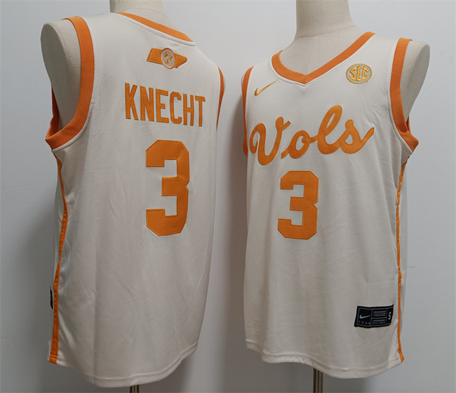 Men's Tennessee Volunteers #3 Dalton Knecht White Stitched Jersey Men's Tennessee Volunteers #3 Dalton Knecht White Stitched Jersey