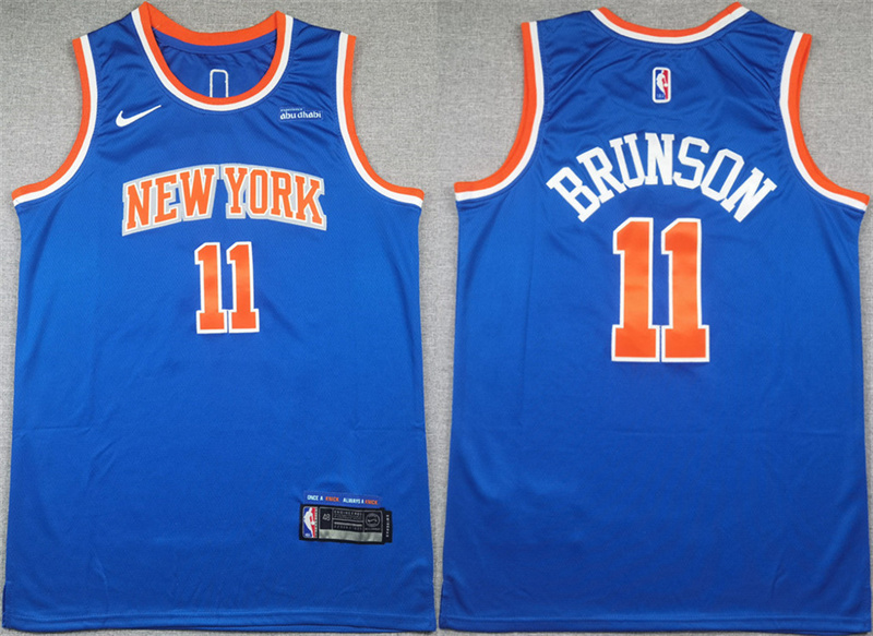 Men's New Yok Knicks #11 Jalen Brunson Blue Icon Edition Edition Stitched Basketball Jersey Men's New Yok Knicks #11 Jalen Brunson Blue Icon Edition Edition Stitched Basketball Jersey