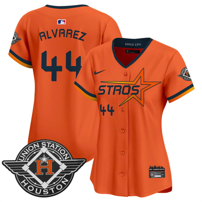 Women's Houston Astros #44 Yordan Alvarez Orange 2025 City Connect Limited Stitched Baseball Jersey(Run Small) Women's Houston Astros #44 Yordan Alvarez Orange 2025 City Connect Limited Stitched Baseball Jersey(Run Small)