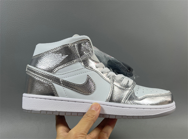 Men's Running Weapon Air Jordan 1 White/Sliver Shoes 0721
