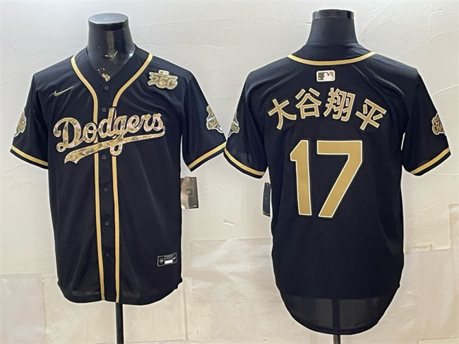 Men's Los Angeles Dodgers #17 大谷翔平 Black Military Appreciation Game Day Stitched Baseball Jersey