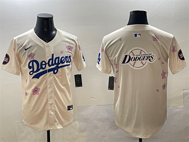 Men's Los Angeles Dodgers Team Big Logo Cream 2025 Tokyo Series Limited Stitched Baseball Jersey Men's Los Angeles Dodgers Team Big Logo Cream 2025 Tokyo Series Limited Stitched Baseball Jersey