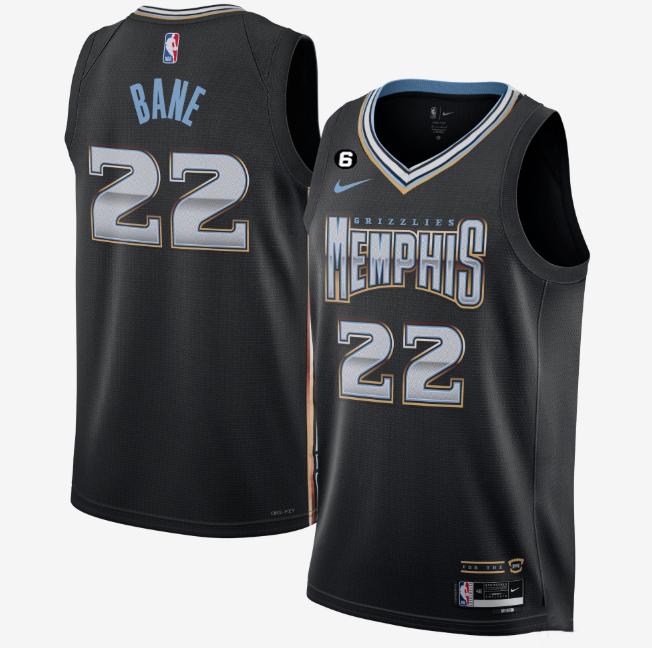 Men's Memphis Grizzlies #22 Desmond Bane Black 2022/23 City Edition With NO.6 Patch Stitched Basketball Jersey Men's Memphis Grizzlies #22 Desmond Bane Black 2022/23 City Edition With NO.6 Patch Stitched Basketball Jersey