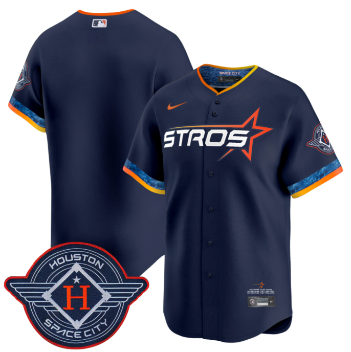 Men's Houston Astros Blank Navy 2025 City Connect Limited Stitched Baseball Jersey