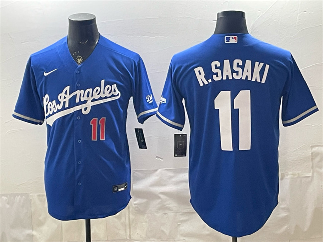 Men's Los Angeles Dodgers #11 Roki Sasaki Royal Alternate Stadium Stitched Baseball Jersey Men's Los Angeles Dodgers #11 Roki Sasaki Royal Alternate Stadium Stitched Baseball Jersey