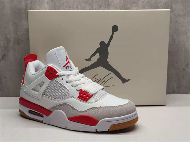 Women's Running weapon Jordan 4 White Red Shoes 027 Women's Running weapon Jordan 4 White Red Shoes 027