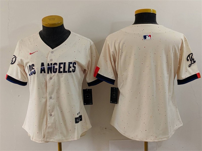 Women's Los Angeles Dodgers Blank Cream 2024 City Connect Limited Stitched Jersey(Run Small) Women's Los Angeles Dodgers Blank Cream 2024 City Connect Limited Stitched Jersey(Run Small)
