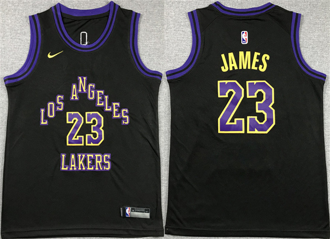 Youth Los Angeles Lakers #23 LeBron James Black City Edition Stitched Basketball Jersey Youth Los Angeles Lakers #23 LeBron James Black City Edition Stitched Basketball Jersey