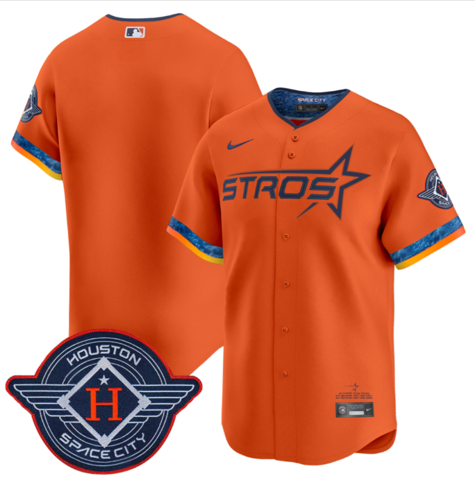 Men's Houston Astros Blank Orange 2025 City Connect Limited Stitched Baseball Jersey