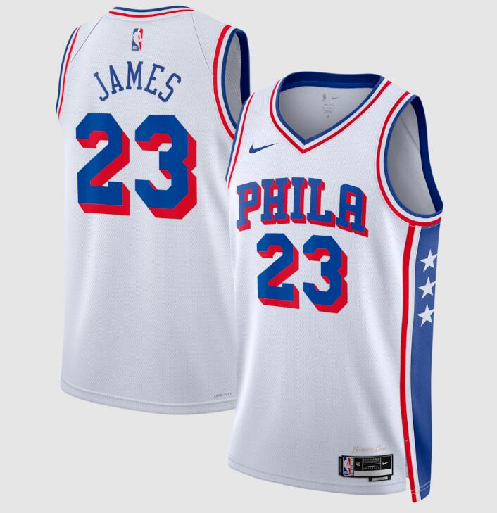 Youth Philadelphia 76ers #23 LeBron James White 2026 Association Edition Stitched Jersey