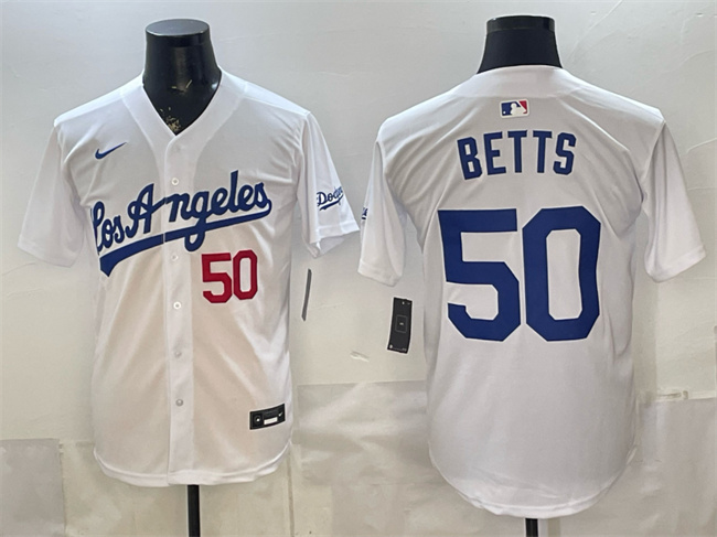 Men's Los Angeles Dodgers #50 Mookie Betts White Alternate Stadium Stitched Baseball Jersey Men's Los Angeles Dodgers #50 Mookie Betts White Alternate Stadium Stitched Baseball Jersey