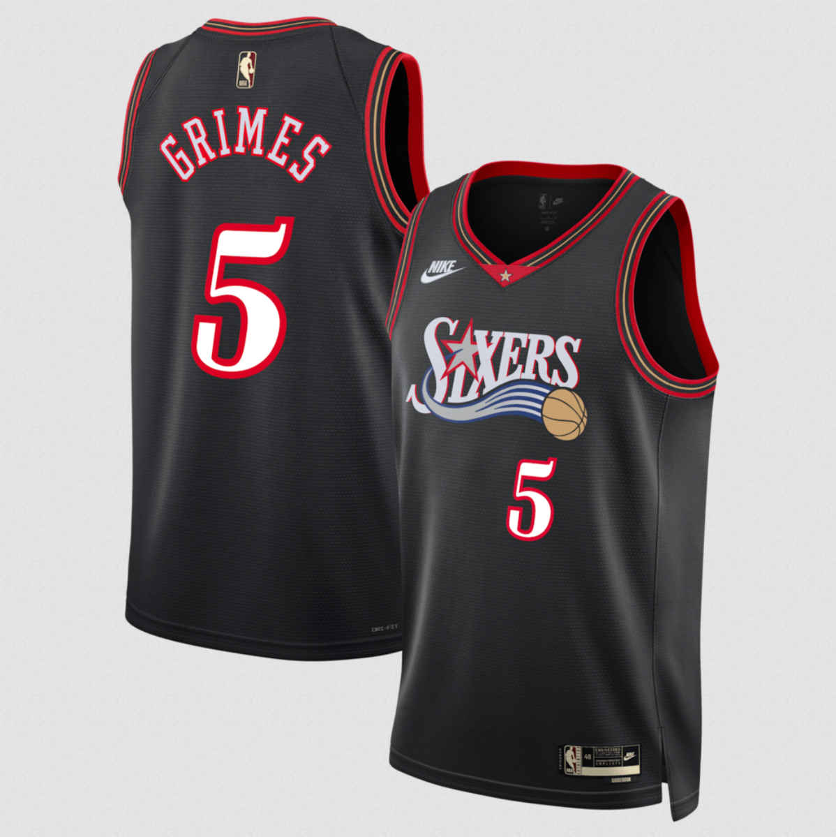 Men's Philadelphia 76ers #5 Quentin Grimes Black 2025 Classic Edition Stitched Jersey Men's Philadelphia 76ers #5 Quentin Grimes Black 2025 Classic Edition Stitched Jersey