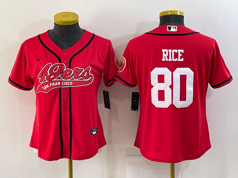 Youth San Francisco 49ers #80 Jerry Rice Red With Patch Cool Base Stitched Baseball Jersey Youth San Francisco 49ers #80 Jerry Rice Red With Patch Cool Base Stitched Baseball Jersey