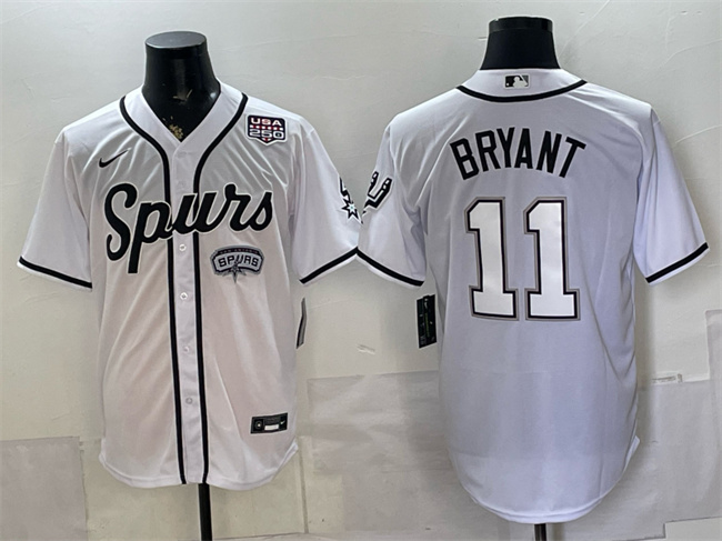 Men's San Antonio Spurs #11 Carter Bryant White USA 250' Patch Stitched Baseball Jersey Men's San Antonio Spurs #11 Carter Bryant White USA 250' Patch Stitched Baseball Jersey