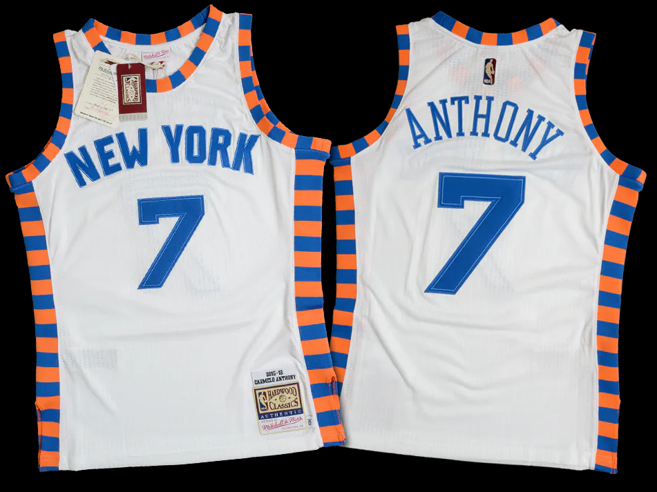 Men's New Yok Knicks Custom White Mitchell & Ness 2015-16 Hardwood Classics Authentic Basketball Jersey