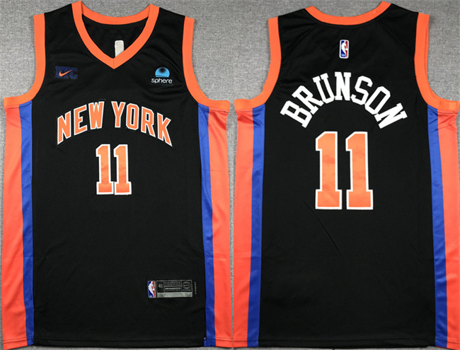 Men's New Yok Knicks #11 Jalen Brunson Black Stitched Basketball Jersey Men's New Yok Knicks #11 Jalen Brunson Black Stitched Basketball Jersey