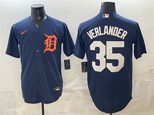 Men's Detroit Tigers #35 Justin Verlander Navy 2026 Cool Baseball Stitched Baseball Jersey Men's Detroit Tigers #35 Justin Verlander Navy 2026 Cool Baseball Stitched Baseball Jersey